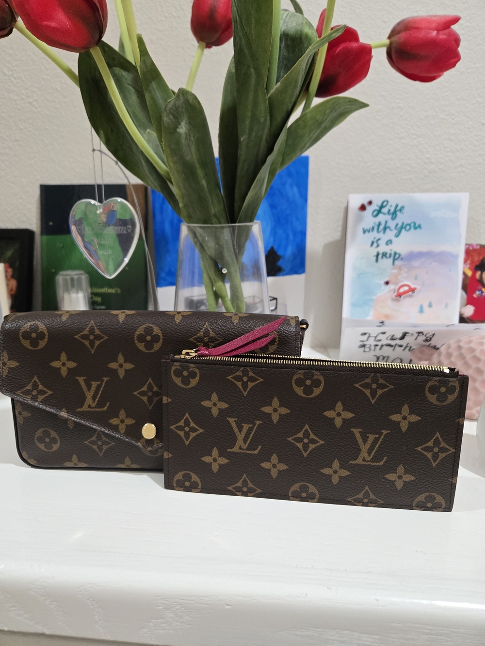 Louis Vuitton Monogram Zip Pouch - Brown/Tan with Gold Hardware - Picture 7 of 10